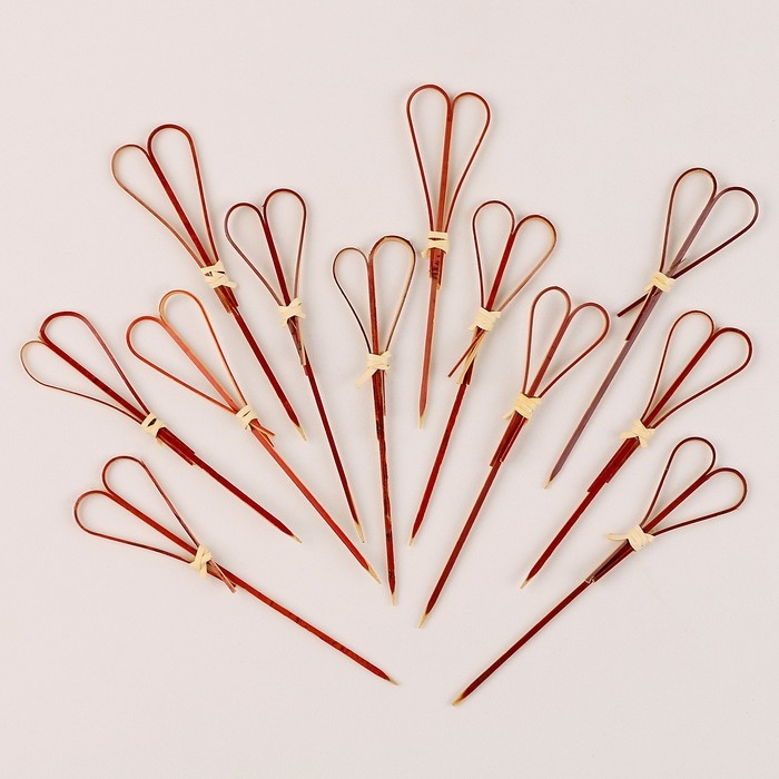 Шпажки &laquo;Сердце&raquo;, в наборе 12 шт., цвет красный