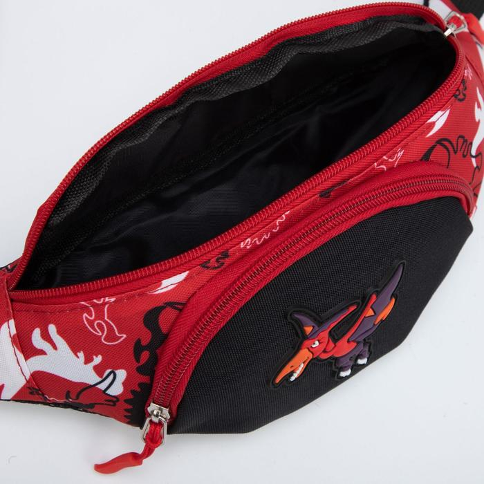 Сумка поясная, отдел на молнии, цвет красный, &laquo;Динозавр&raquo;