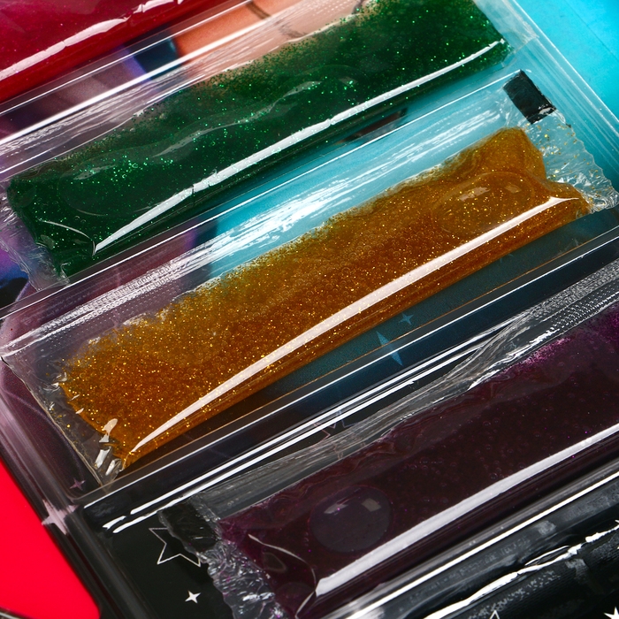 Грим для лица и тела, 4 светятся в темноте, 3 геля с блестками, 1 красный + аппликатор + спонж