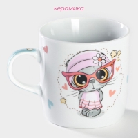 Кружка керамическая Доляна «Котик», 230 мл, цвет белый Кружка керамическая Доляна «Котик», 230 мл, цвет белый