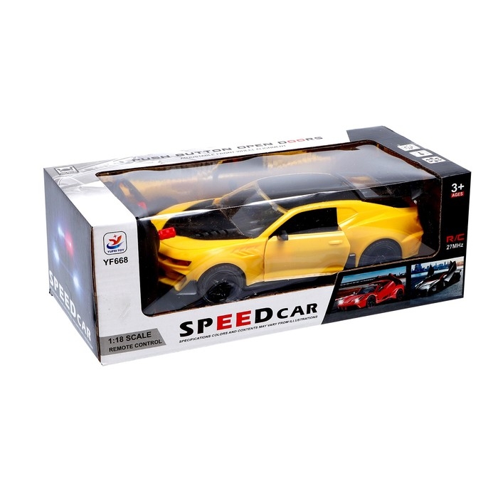 Машина радиоуправляемая &laquo;Автобот&raquo;, открываются двери, 1:18, работает от батареек, цвет жёлтый