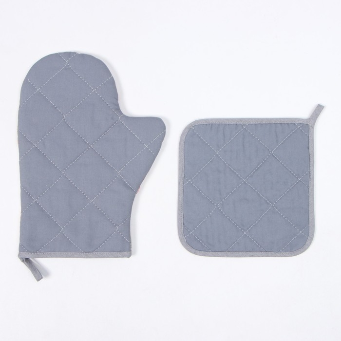 Набор кух. Этель "Звери в городе": прихватка 19х19 см, варежка-прихватка 20х28 см, 100% хл