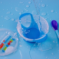 Набор для кормления «Наш любимый сыночек», 3 предмета: миска 350 мл на присоске, крышка, ложка, цвет голубой Набор для кормления «Наш любимый сыночек», 3 предмета: миска 350 мл на присоске, крышка, ложка, цвет голубой