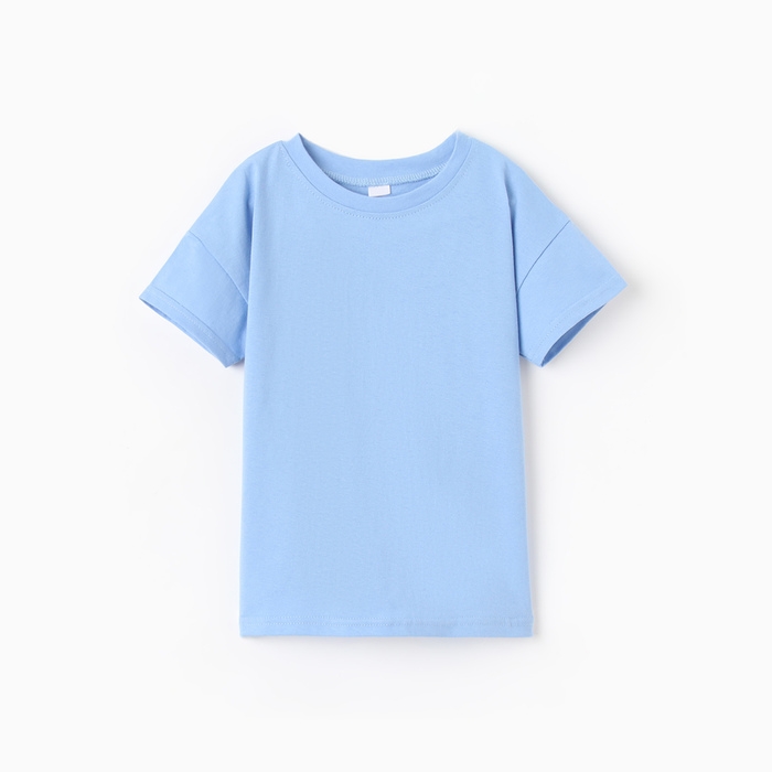 Футболка детская со спущенным плечом, цвет голубой, рост 110 см