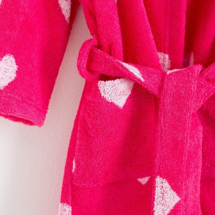 Халат махровый детский Крошка Я &laquo;Сердечки&raquo; размер 28, цвет розовый, 100% хлопок 360 г/м2