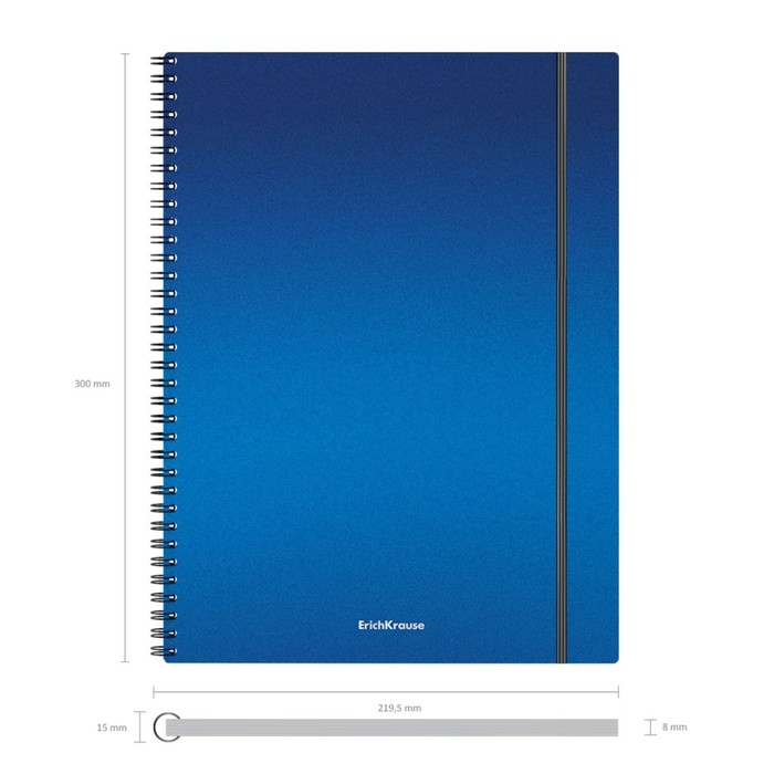 Тетрадь А4 на спирали, 80 листов в клетку, ErichKrause Ice Metallic, пластиковая обложка, на резинке, блок офсет 100% белизна, МИКС