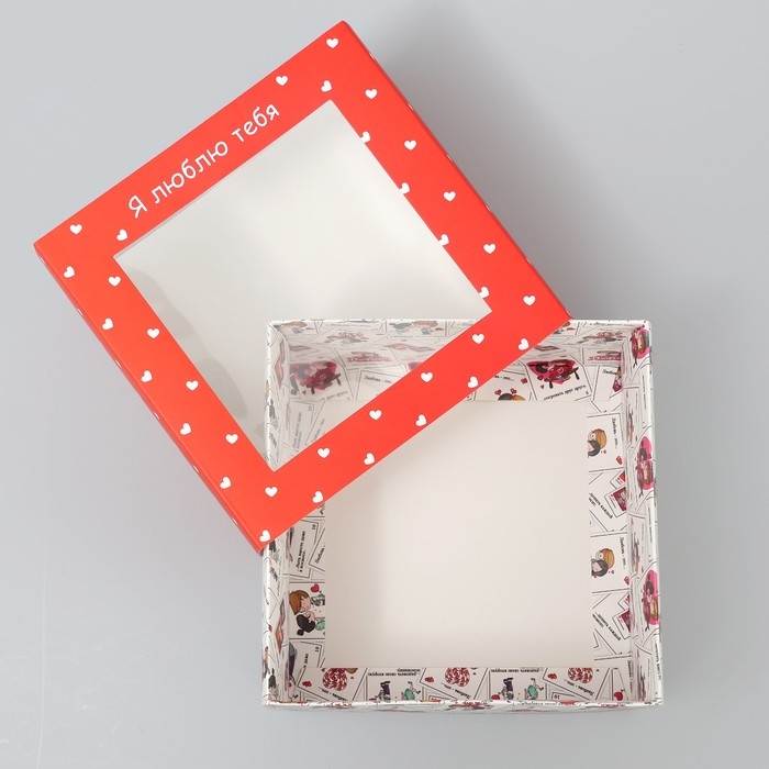 Коробка-фоторамка подарочная складная, упаковка, &laquo;Люблю тебя&raquo;, 14 х 14 х 8 см