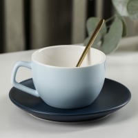 Чайная пара керамическая с ложкой &laquo;Ариэль&raquo;, 2 предмета: чашка 250 мл, блюдце