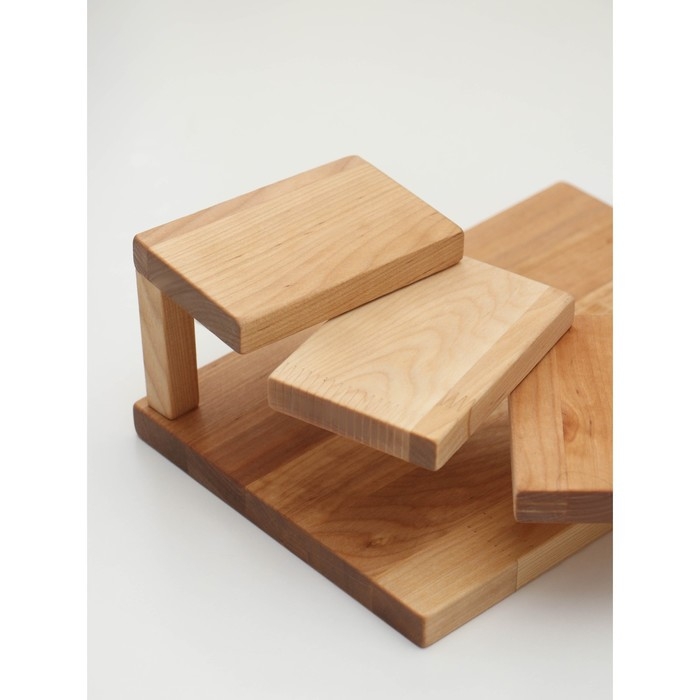 Доска для подачи с подиумами, этажерка 28&times;19.5&times;11см, берёза