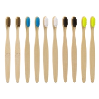 Зубная щетка бамбуковая жесткая, 10 штук, микс цветов Зубная щетка бамбуковая жесткая, 10 штук, микс цветов