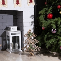 Светодиодная фигура &laquo;Ёлка&raquo; 32 &times; 44 &times; 10 см, металл, текстиль, батарейки ААх2 (не в комплекте), свечение тёплое белое