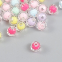 Бусины пластик "Шар с гранями - внутренний цвет ассорти" набор 20 гр d=0,8 см