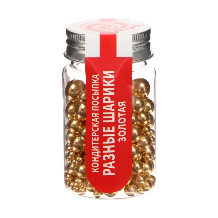 Кондитерская посыпка, "Разные шарики", золотая, 50 г