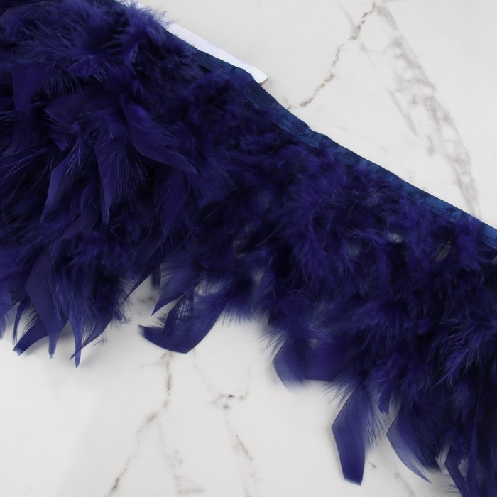 Тесьма с перьями индюка, 13-17 см, 5 &plusmn; 0,5 м, цвет тёмно-синий