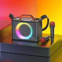 Портативная караоке система Hoco BS57, 25 Вт, ВТ 5.0, RGB-подсветка, 4800 мАч, чёрная Портативная караоке система Hoco BS57, 25 Вт, ВТ 5.0, RGB-подсветка, 4800 мАч, чёрная