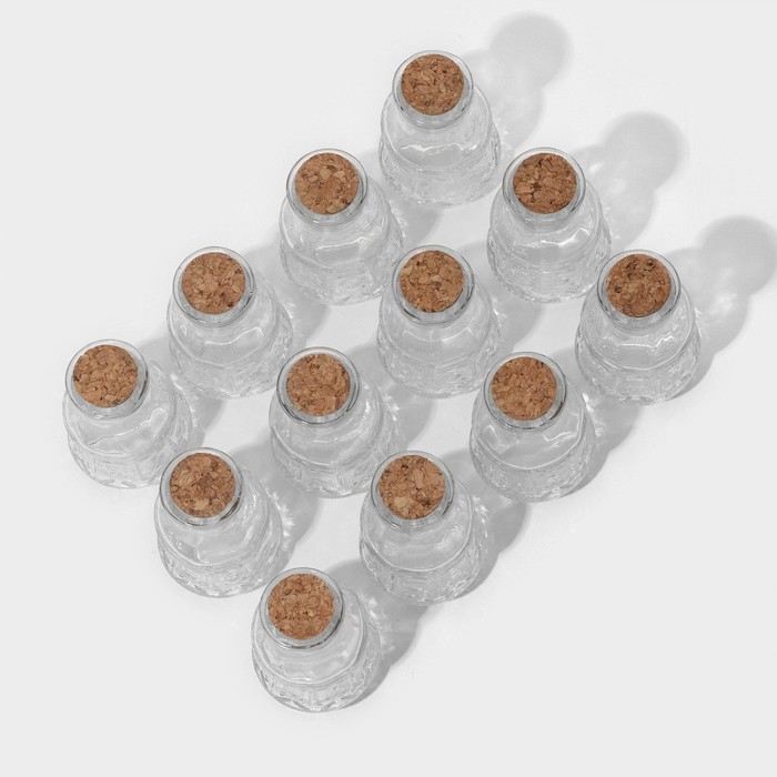 Набор баночек стеклянных для специй с пробковой крышкой Доляна &laquo;Парфе&raquo;, 50 мл, 4,9&times;8,3 см, 12 шт