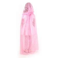 Карнавальный набор принцессы плащ гипюр розовый,корона,длина 100см