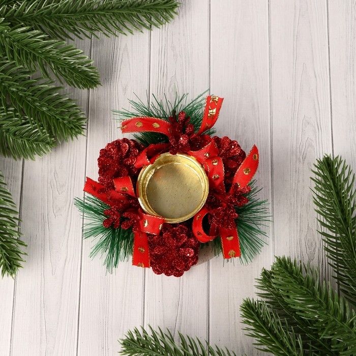 Подсвечник на одну свечу "Красный" 10х4 см отв d-4 см