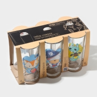 Набор стаканов «Верные друзья», стеклянный, 230 мл, 6 шт, рисунок микс Набор стаканов «Верные друзья», стеклянный, 230 мл, 6 шт, рисунок микс