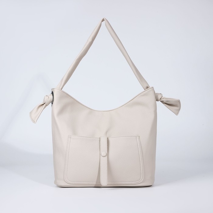 Сумка-тоут на молнии, 2 наружных кармана, цвет молочный Сумка-тоут на молнии, 2 наружных кармана, цвет молочный