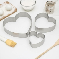 Набор форм для вылкадки и выпечки KONFINETTA &laquo;Сердце&raquo;, 3 шт, 20&times;20&times;4,5 см, 15,5&times;15&times;4,5 см, 10&times;10&times;4,5 см, цвет серебристый