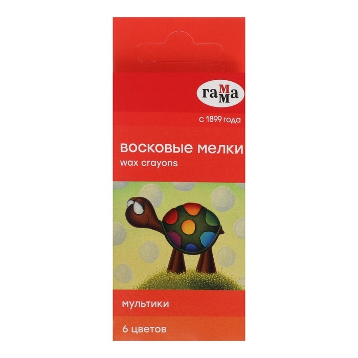 Мелки восковые 6 цветов, Мелки восковые 6 цветов, "Гамма" "Мультики", круглые, европодвес