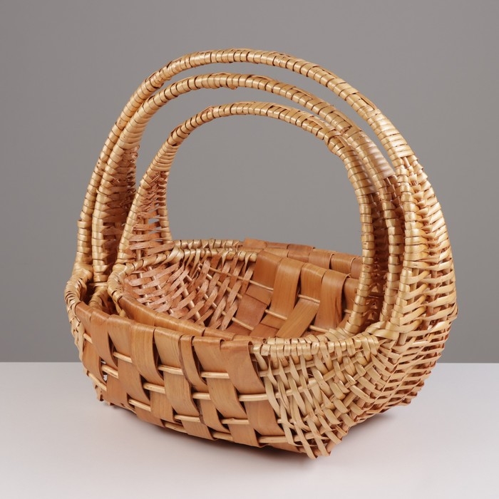 Набор корзин, 3 шт, 41x32x15/36 см, 36x29x14/36 см, 31x25x13/28 см, лоза