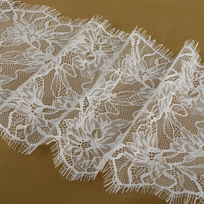 Кружево реснички, 200 мм &times; 3 &plusmn; 0,5 м, цвет белый