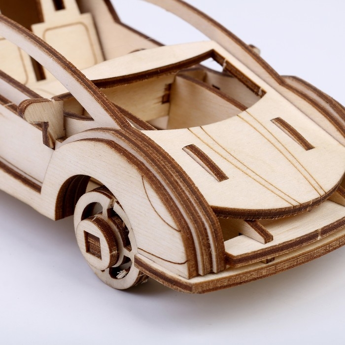 Конструктор из дерева &laquo;Спортивная машина&raquo;, 19,1х8,1х5,8 см, в комплекте краски, кисточка и наждачная бумага