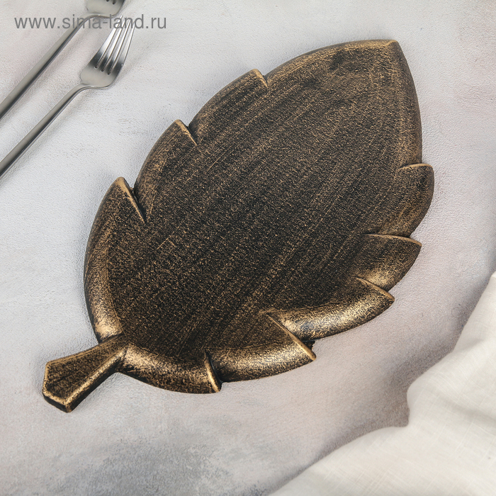 Блюдо для фруктов Доляна &laquo;Винтажный лист&raquo;, 38&times;20,5&times;1,5 см, цвет бронзовый