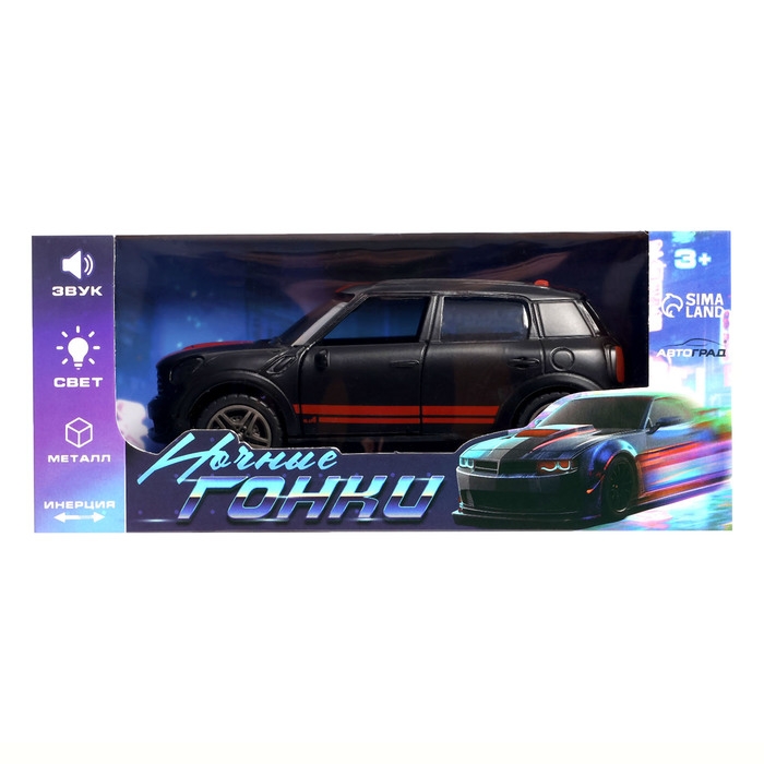 Машина «Ночные гонки», металлическая, инерция, открываются двери, световые и звуковые эффекты, 1:32, цвет чёрный Машина «Ночные гонки», металлическая, инерция, открываются двери, световые и звуковые эффекты, 1:32, цвет чёрный