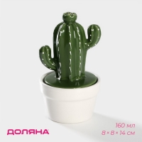 Банка для хранения сыпучих продуктов Доляна &laquo;Кактус&raquo;, 160 мл, 8&times;8&times;14 см, керамическая