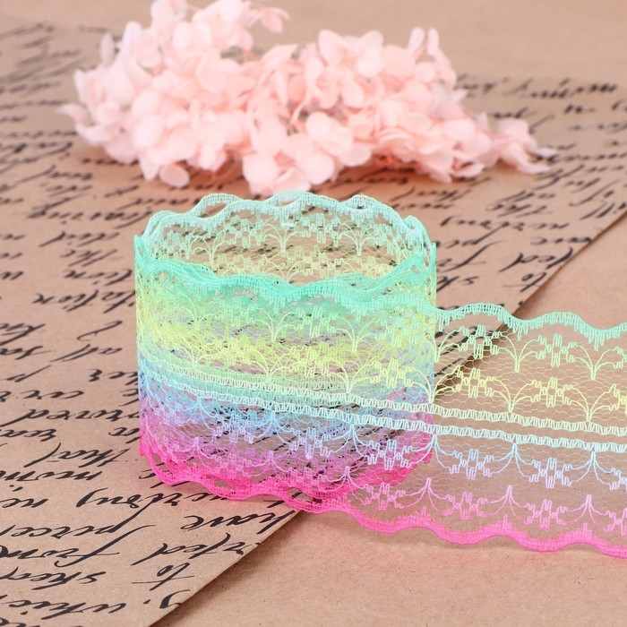 Кружево капроновое &laquo;Радуга светлая&raquo;, 50 мм &times; 10 &plusmn; 1 м, цвет разноцветный №2