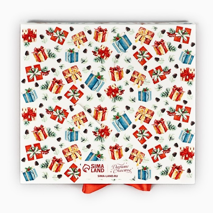 Коробка под 9 конфет с ячейками «Новогодние подарки» 14.8 х 13.5 х 3.5 см, Новый год Коробка под 9 конфет с ячейками «Новогодние подарки» 14.8 х 13.5 х 3.5 см, Новый год