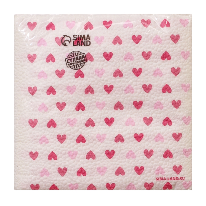 Салфетки бумажные однослойные Салфетки бумажные однослойные "Сердца"розовые 24х24 см, набор 20 шт.
