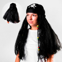 Карнавальный парик &laquo;Пират&raquo;, бандана с длинными волосами, 110 г
