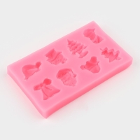 Молд новогодний &laquo;Снежные&raquo;, силикон, 11,8&times;7 см, цвет розовый