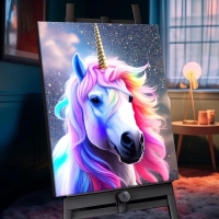 Картина по номерам с кристаллами из хрусталя &laquo;Единорог&raquo; 29 цветов, 40 &times; 50 см