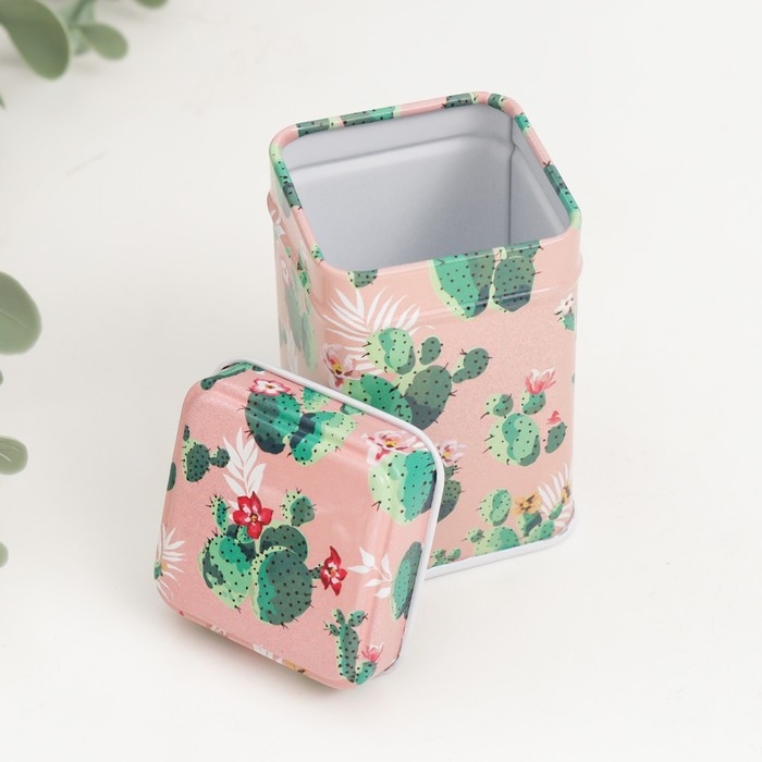 Шкатулка металл квадрат Шкатулка металл квадрат "Кактус" МИКС 4,5х4,5х7 см