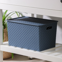 Корзина для хранения с крышкой &laquo;Береста&raquo;, 14 л, 35&times;24.5&times;20.5 см, цвет синий