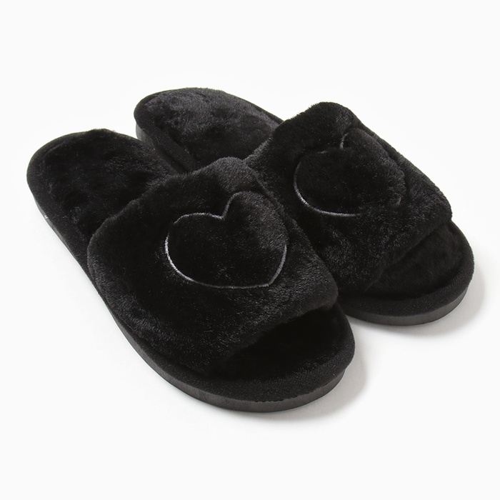 Тапочки женские с открытым носом, размер 36-37, чёрный Тапочки женские с открытым носом, размер 36-37, чёрный