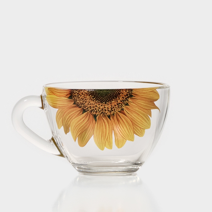 Чайная пара стеклянная &laquo;Живая природа. Подсолнух&raquo;, 250 мл