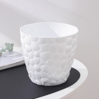 Горшок для цветов с поддоном «Камешки», 3 л, пластик, белый Горшок для цветов с поддоном «Камешки», 3 л, пластик, белый