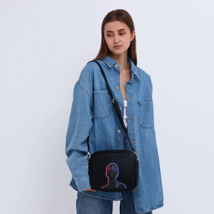 Сумка женская через плечо TEXTURA, маленького размера, цвет чёрный