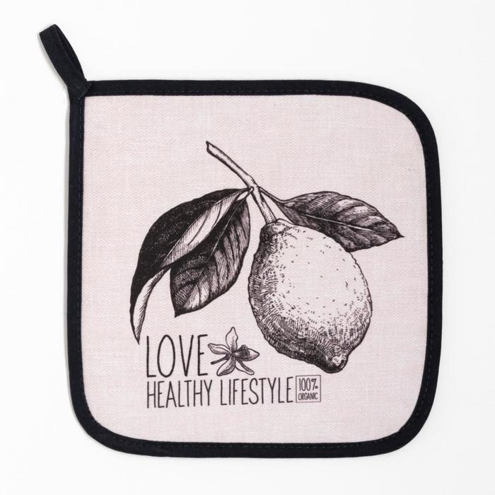 Набор кухонный «Love healthy» варежка-прихватка 20х28см, прихватка 19х19см,100% хл Набор кухонный «Love healthy» варежка-прихватка 20х28см, прихватка 19х19см,100% хл