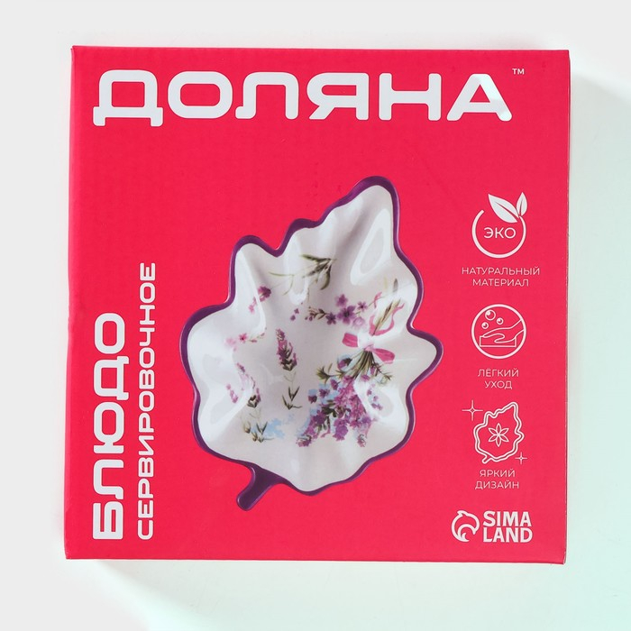 Блюдо сервировочное Доляна &laquo;Лаванда&raquo;, 21&times;15&times;4,5 см, цвет белый