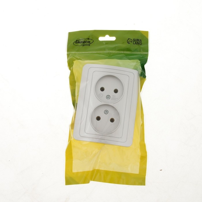 Розетка двухместная Luazon Lighting Розетка двухместная Luazon Lighting "Орион", 10 А, скрытая, без з/к, серебристая