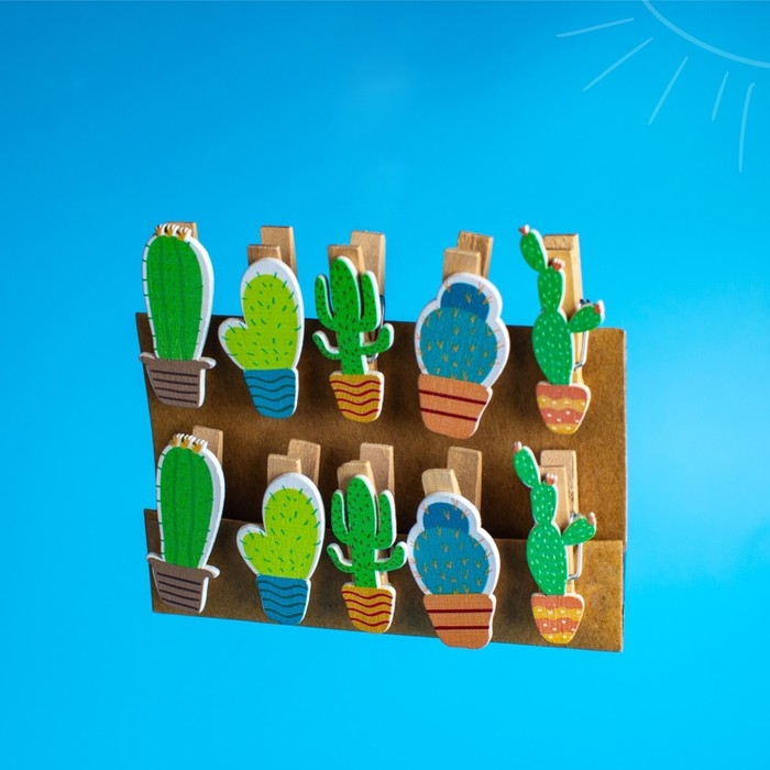 Набор декоративных прищепок "Кактусы" 1&times;12&times;13 см