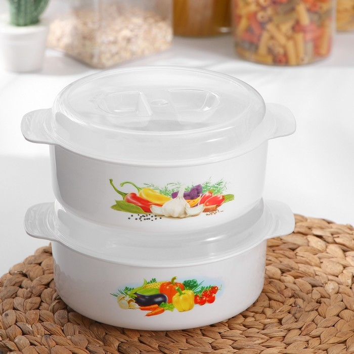 Кастрюля для СВЧ-печи, 1,2 л, рисунок МИКС