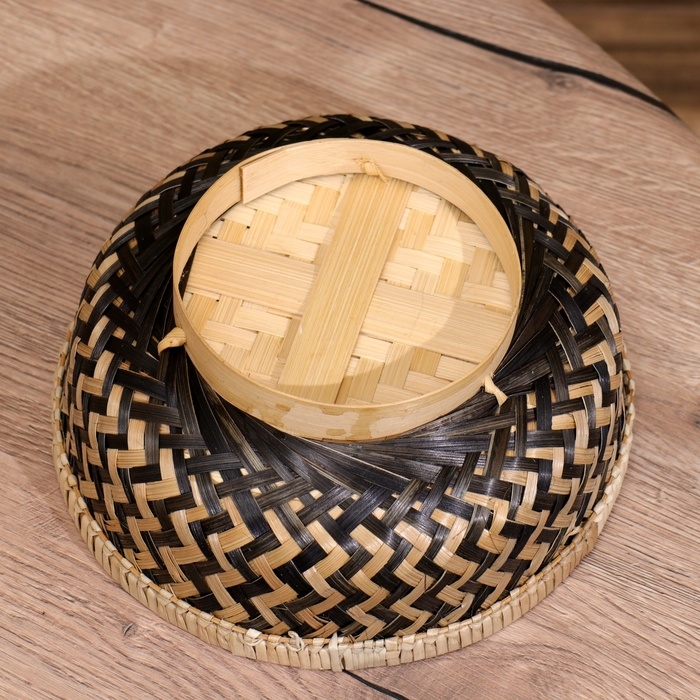 Корзинка с крышкой плетёная, из бамбука 22х22х14 см